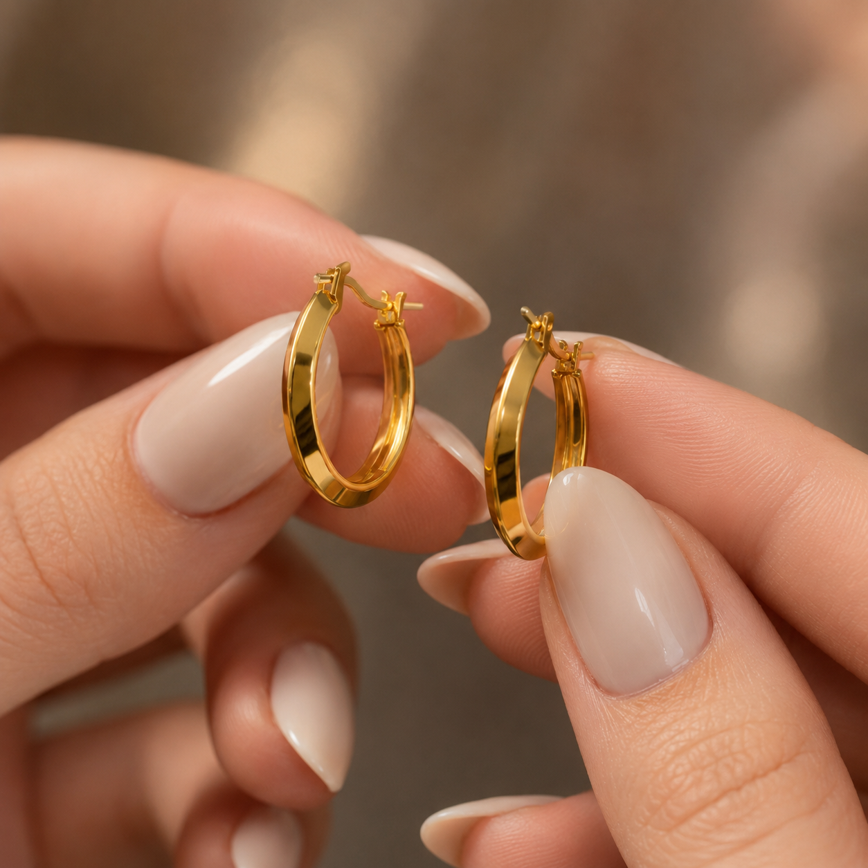 14 Ayar Altın Oval Halka Küpe | 1.97 Gr Klasik Şık Günlük Kullanım Altın Küpe