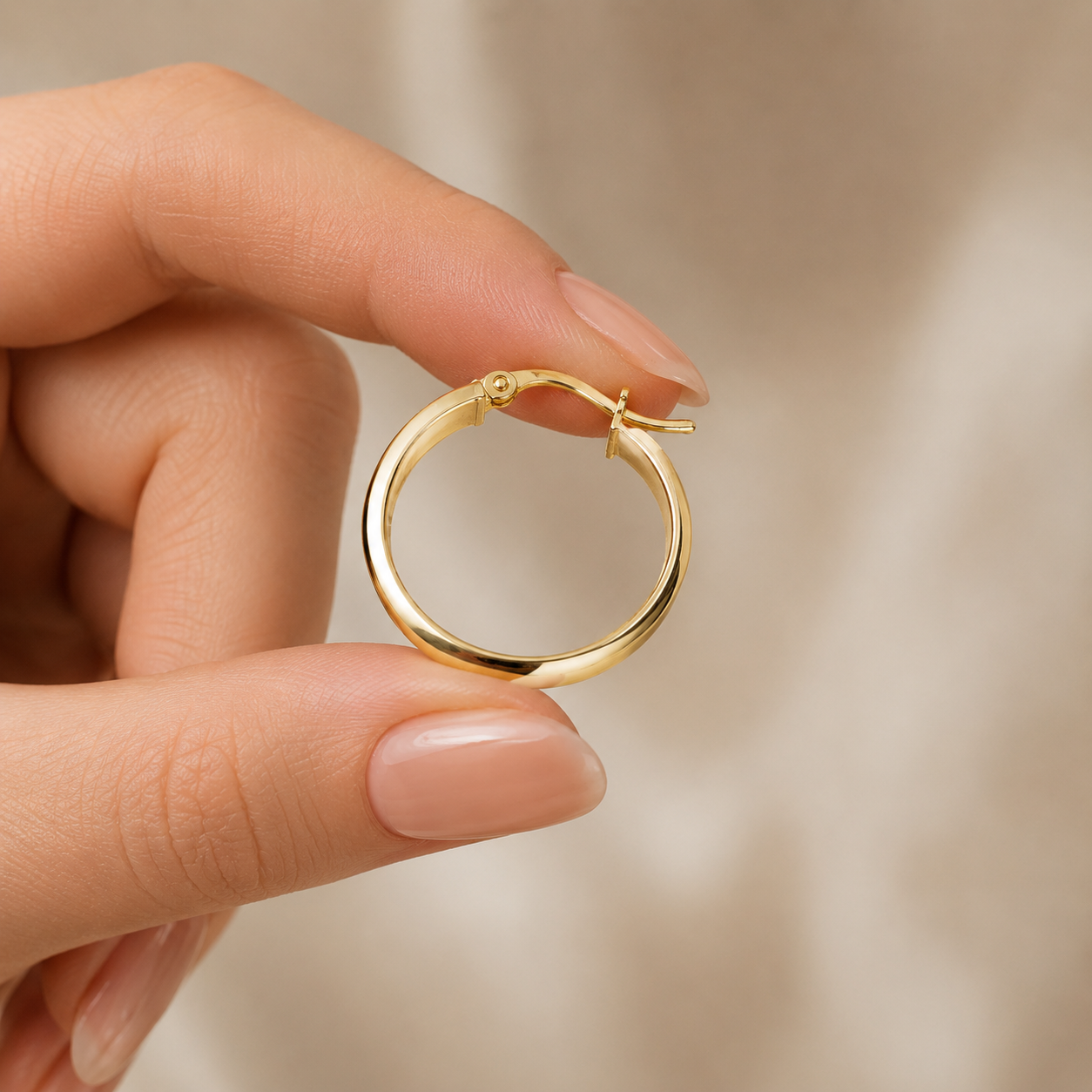 Velloria Jewelry 14 Ayar Altın Kalın Halka Küpe