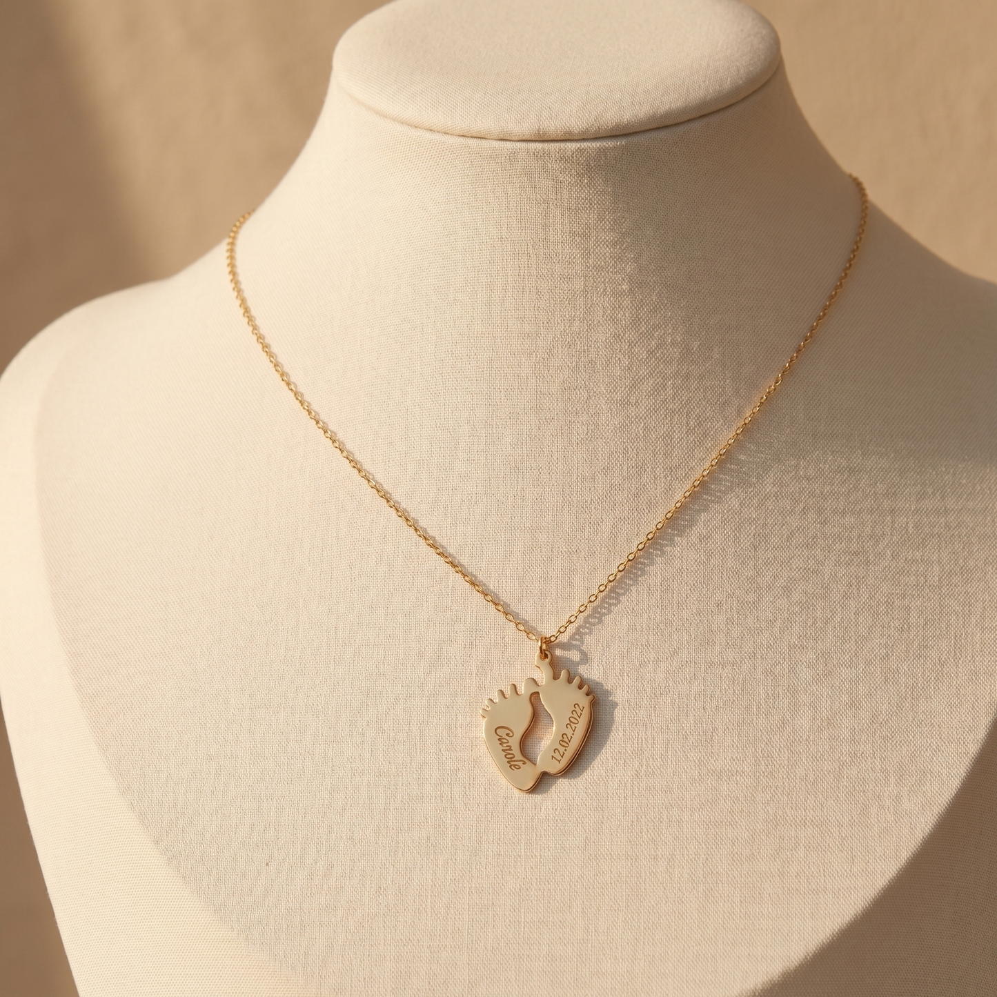 Özel Tasarım Ayak İzi Gold Kolye - 55 cm