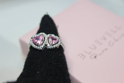925 Ayar Gümüş Pembe Taşlı Yüzük