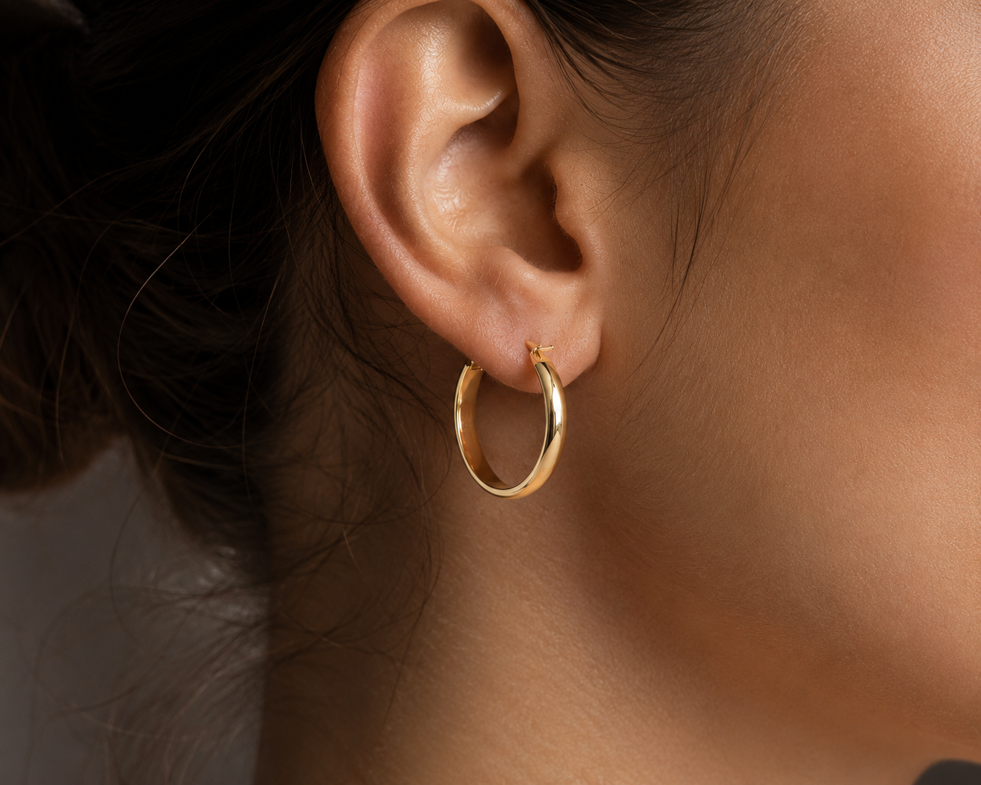 Velloria Jewelry 14 Ayar Altın Kalın Halka Küpe