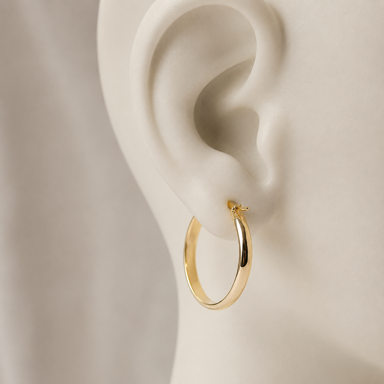 Velloria Jewelry 14 Ayar Altın Kalın Halka Küpe