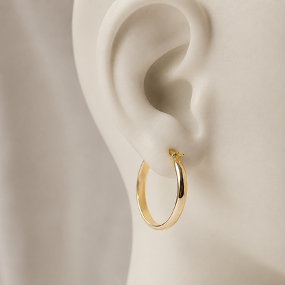 Velloria Jewelry 14 Ayar Altın Kalın Halka Küpe