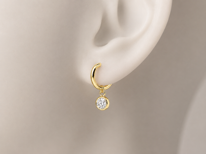 Velloria Jewelry 14 Ayar Altın Tek Taş Sallantılı Halka Küpe