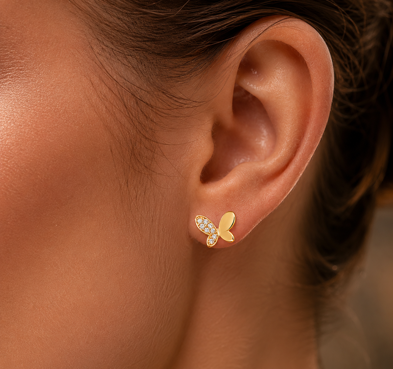 Velloria Jewelry 14 Ayar Altın Kelebek Küpe