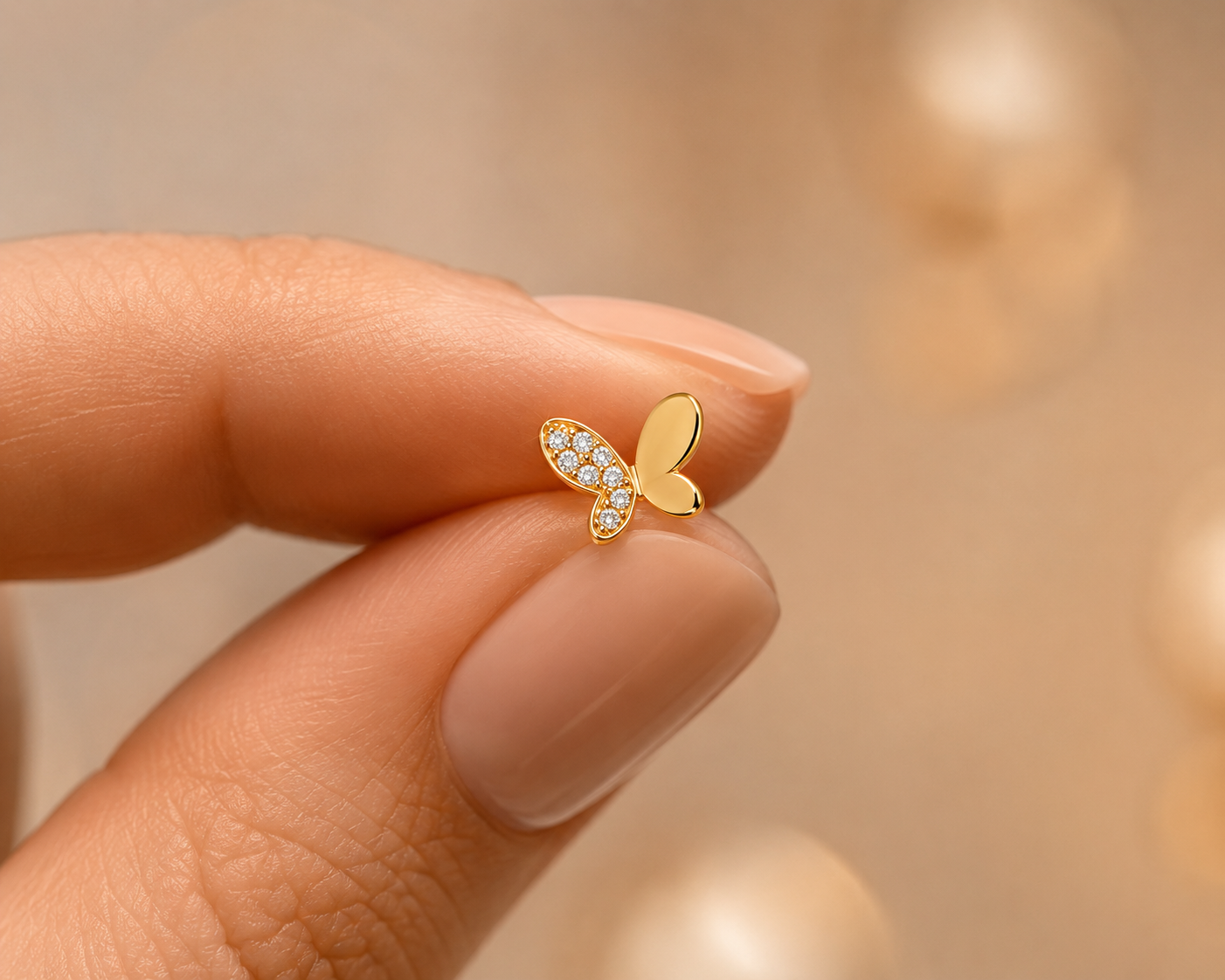 Velloria Jewelry 14 Ayar Altın Kelebek Küpe