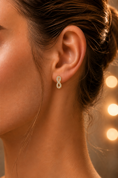 Velloria Jewelry 14 Ayar Altın Sonsuzluk Küpesi