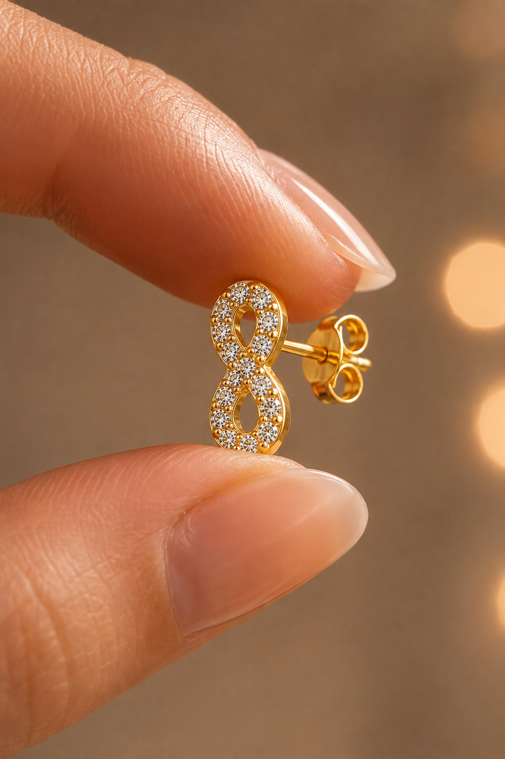 Velloria Jewelry 14 Ayar Altın Sonsuzluk Küpesi