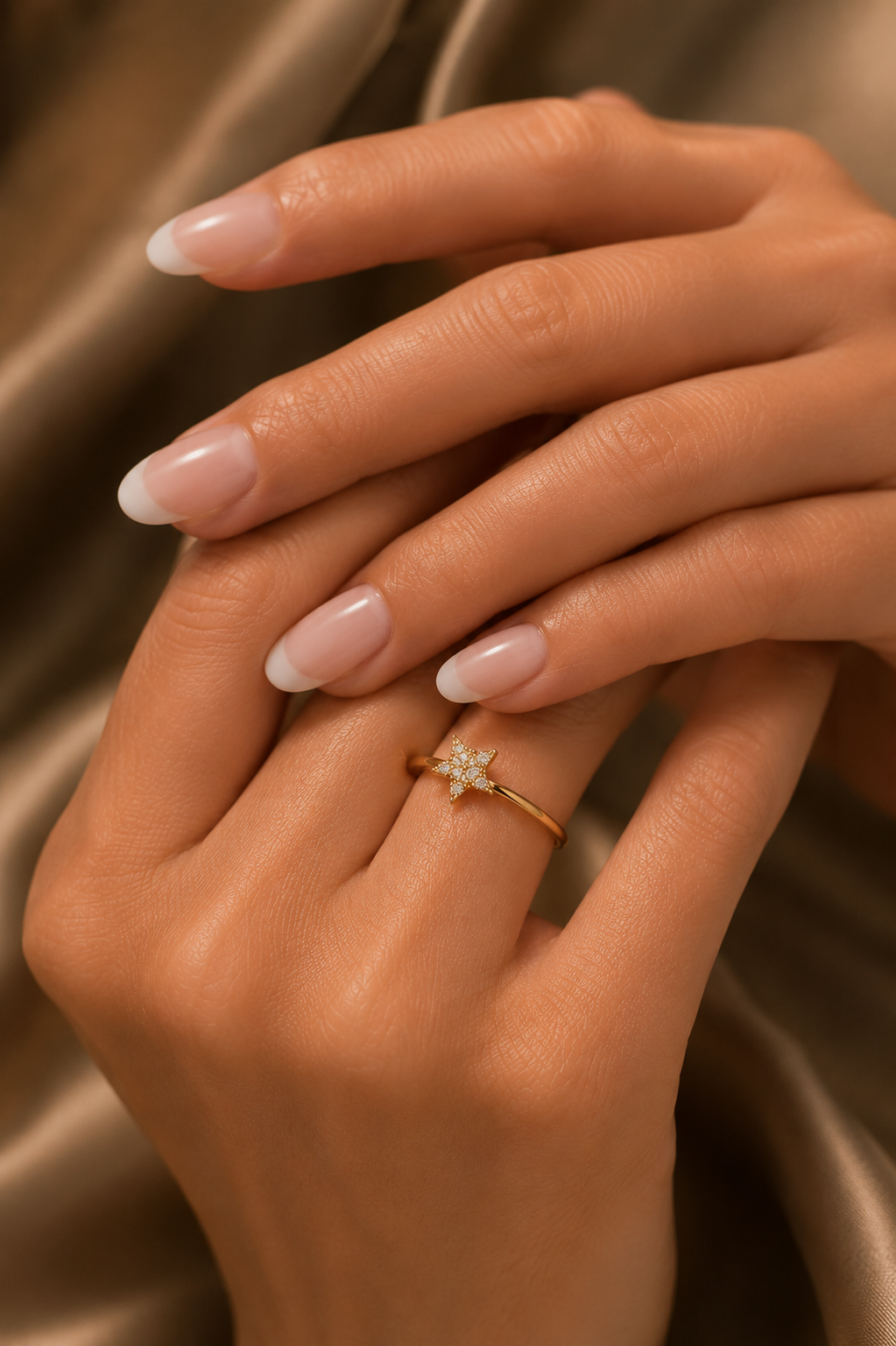14 Ayar Altın Taşlı Minimal Yıldız Küme Yüzük