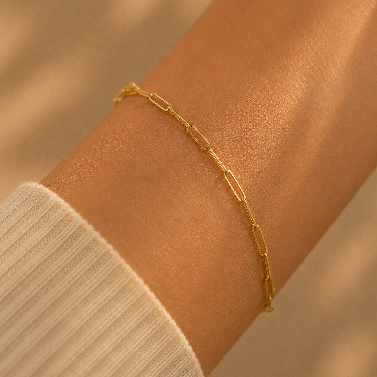 Minimalist 14K Altın Ataç Model Zincir Bileklik