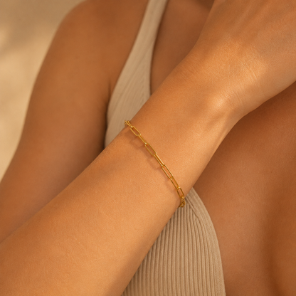 Minimalist 14K Altın Ataç Model Zincir Bileklik