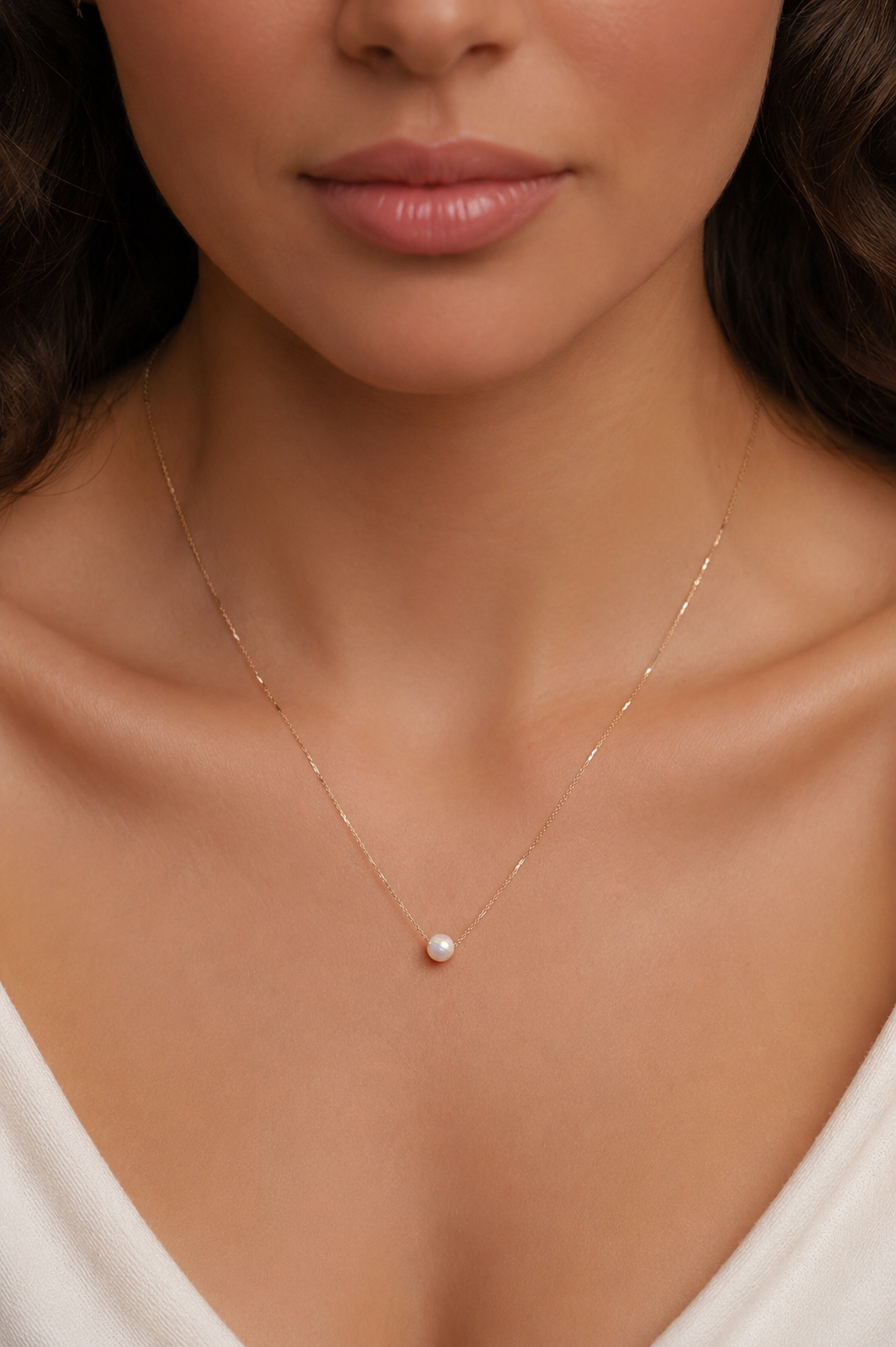14 Ayar Altın Minimal Opal Taşlı Kolye