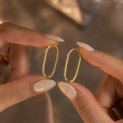 14 Ayar Altın Modern Oval Halka Küpe – 2,20 Gr Zarif Günlük Şıklık