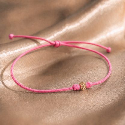 Pembe İpli 14 Ayar Altın Minimal Bileklik
