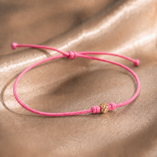 Pembe İpli 14 Ayar Altın Minimal Bileklik