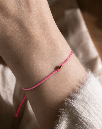 Pembe İpli 14 Ayar Altın Minimal Bileklik