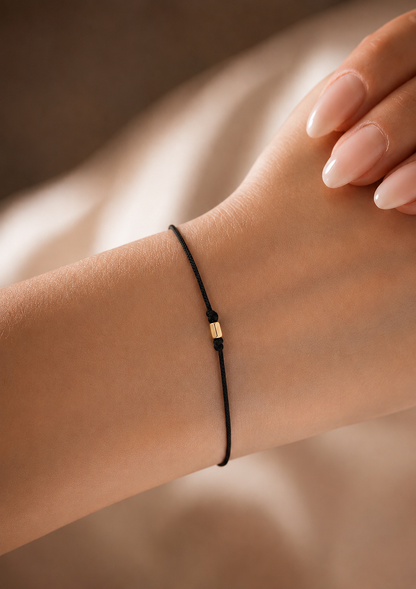Minimal İpli 14 Ayar Gold Spacer Altın Bileklik