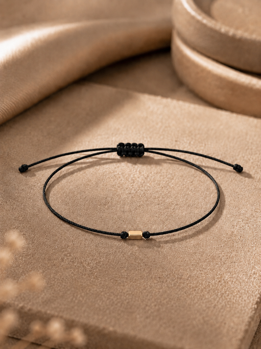 Minimal İpli 14 Ayar Gold Spacer Altın Bileklik