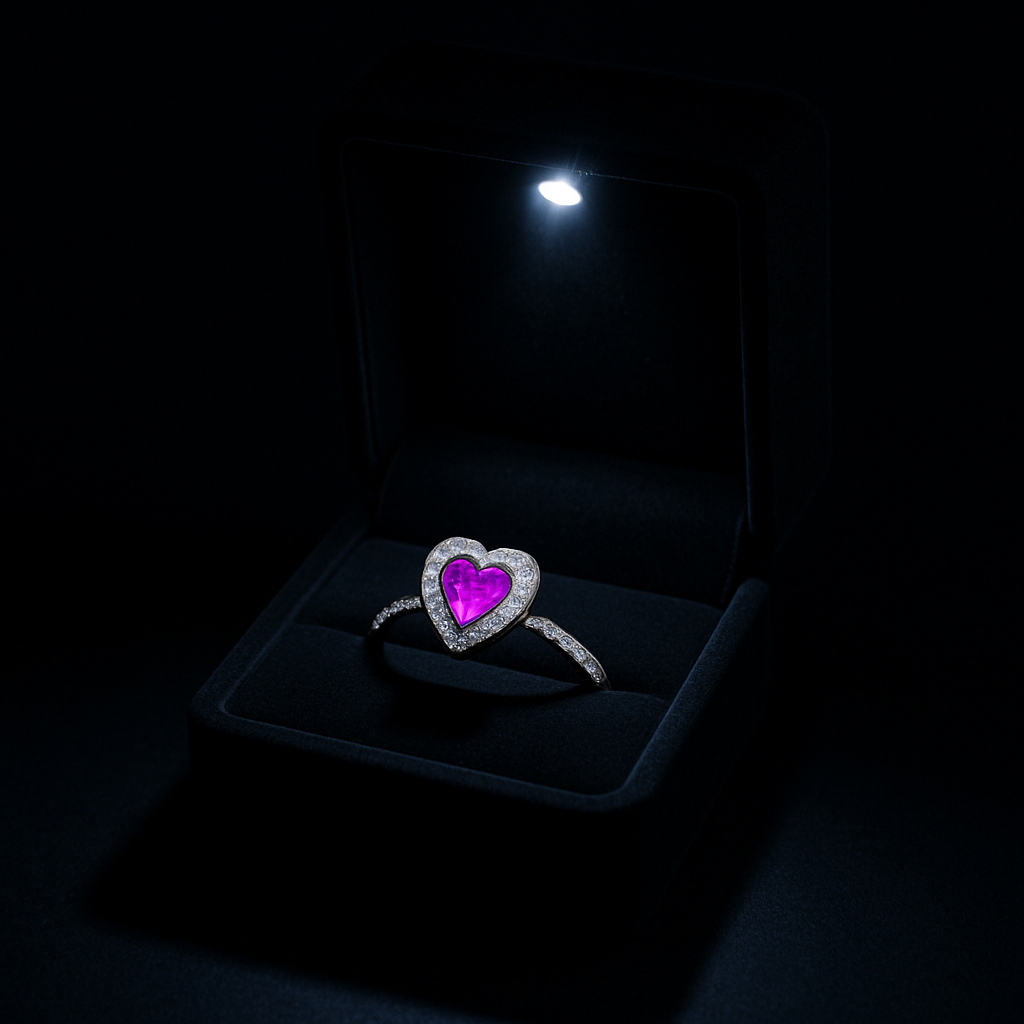 925 Ayar Gümüş Pembe Taşlı Kalpli Yüzük & Ciddi İlişki Yüzüğü