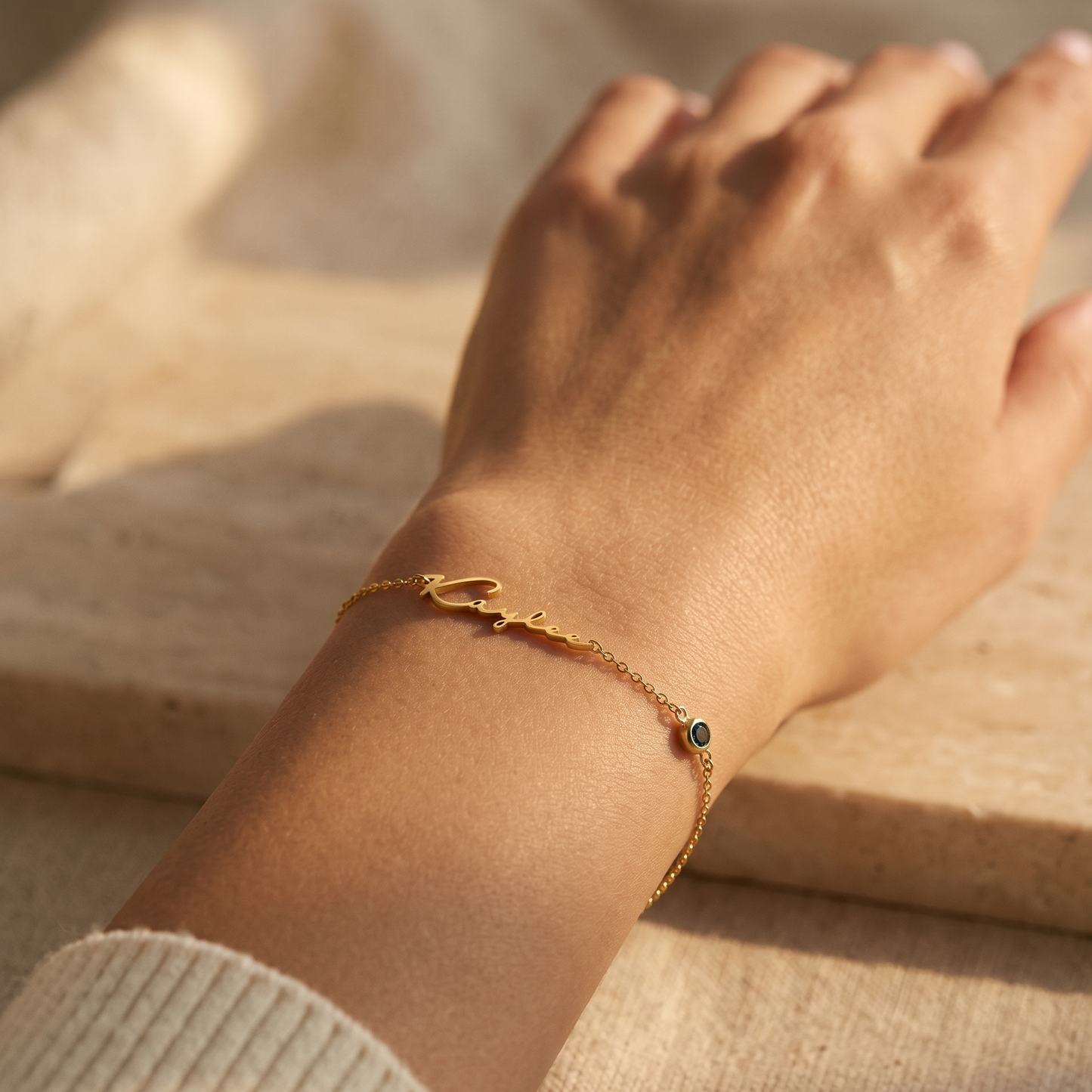İsminize Özel Doğum Taşlı Minimalist Bileklik | Anlamlı Hediye