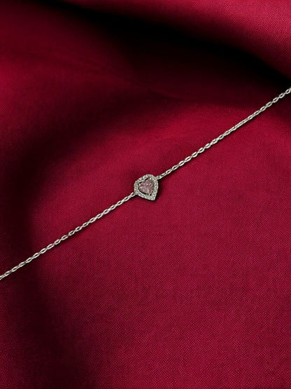 Romantik Işıltı Pembe Kalp Bileklik